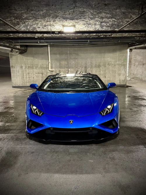 Lamborghini Huracan Evo Spyder exterior front view — Axel Luxury Chicago