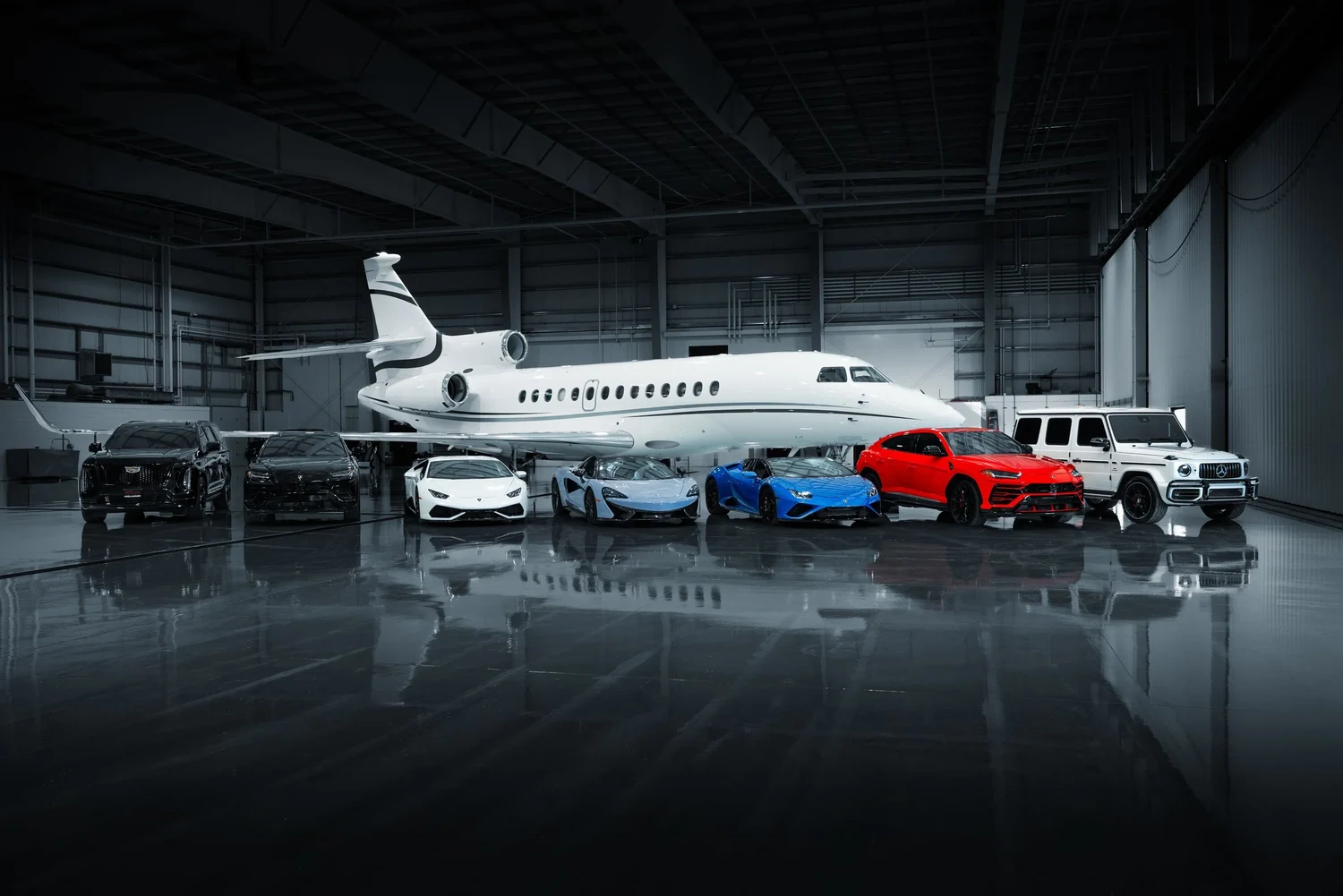 Axel Luxury fleet inside a private Chicago hangar
