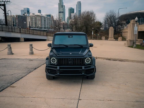 Mercedes-Benz G63 - Satin Black exterior front view — Axel Luxury Chicago