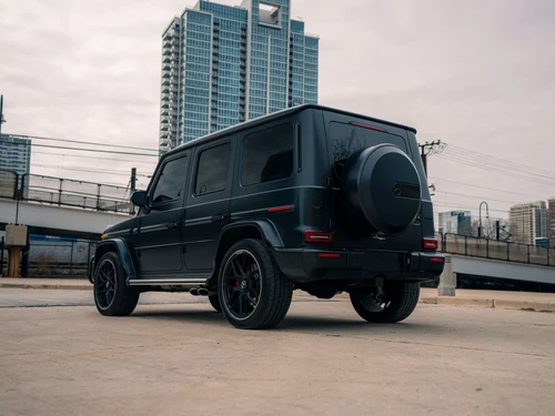 Mercedes-Benz G63 - Satin Black exterior rear view — Axel Luxury Chicago